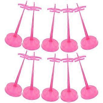 Suporte para exibição de bonecas, porta-bonecas decorativo, 15 peças, suporte de plástico rosa.