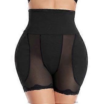 Dames slipje met heupverstevigende vulling, billenlift, tailletrainer, shapewear, body shaper met kanten rand, naadloze boyshorts, ondergoed, zwart, XXXL - Nieuw product