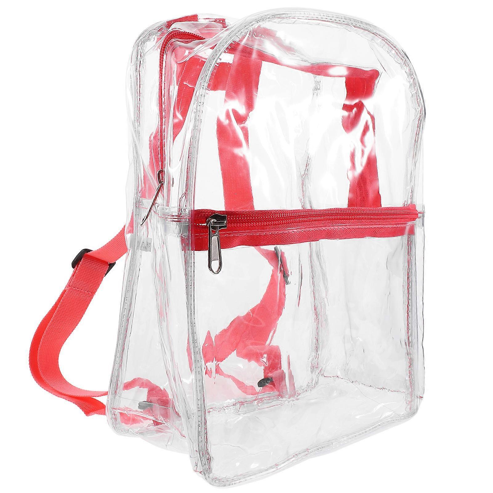 Transparent Clear Backpack for Storage Use Small Clear Backpack with Pink Strap