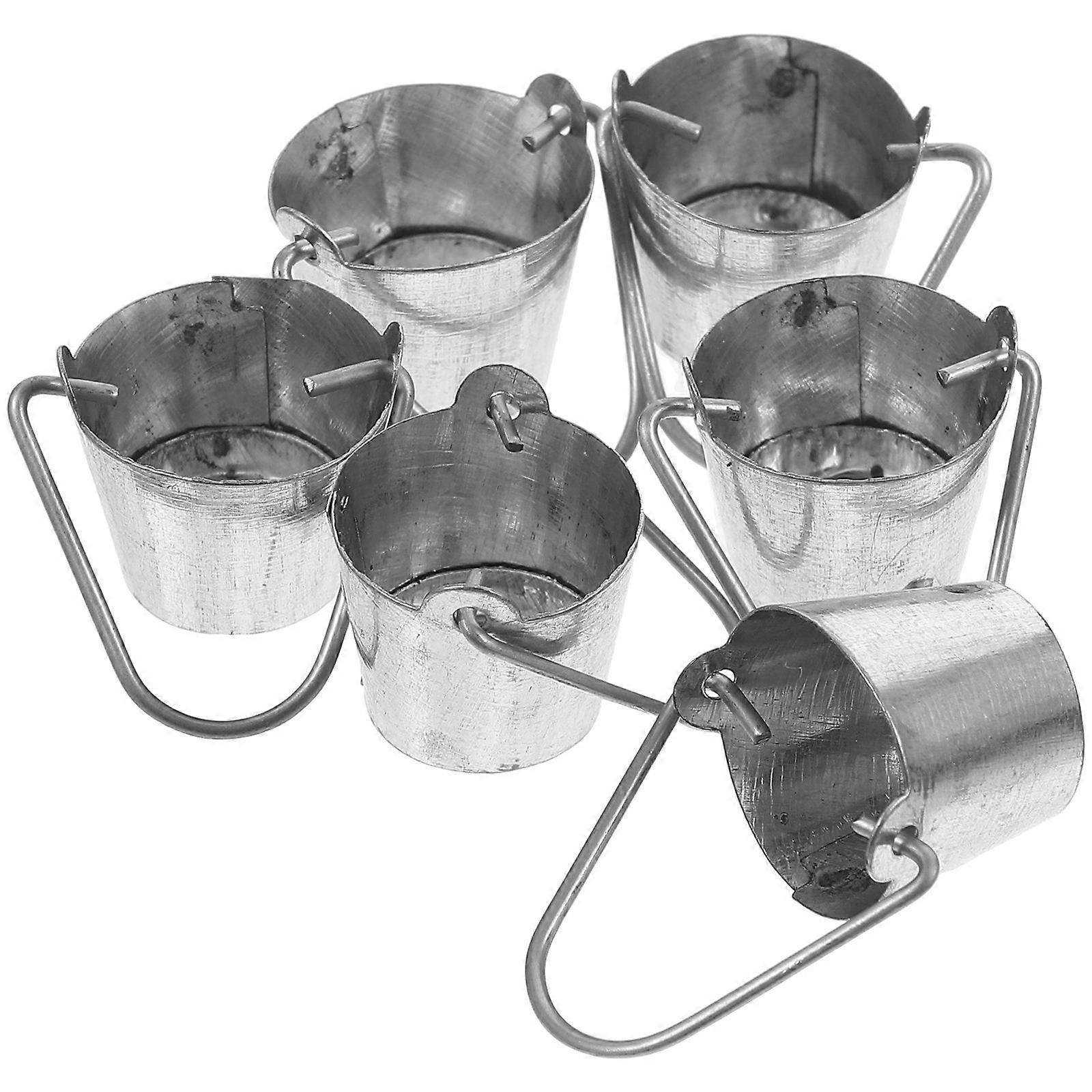6pcs Miniatur-Eiseneimer-Modell Puppenhaus Mini-Garten-Eimer Mini-Garten-Layout-Eimer-Modell