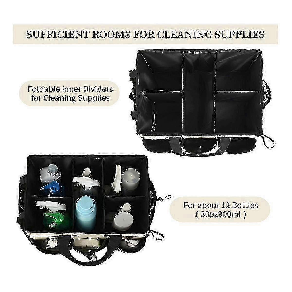 Cleaning Caddy Organizer With Multi-function Pocket Adjustable Shoulder Strap For Home Cleaning
