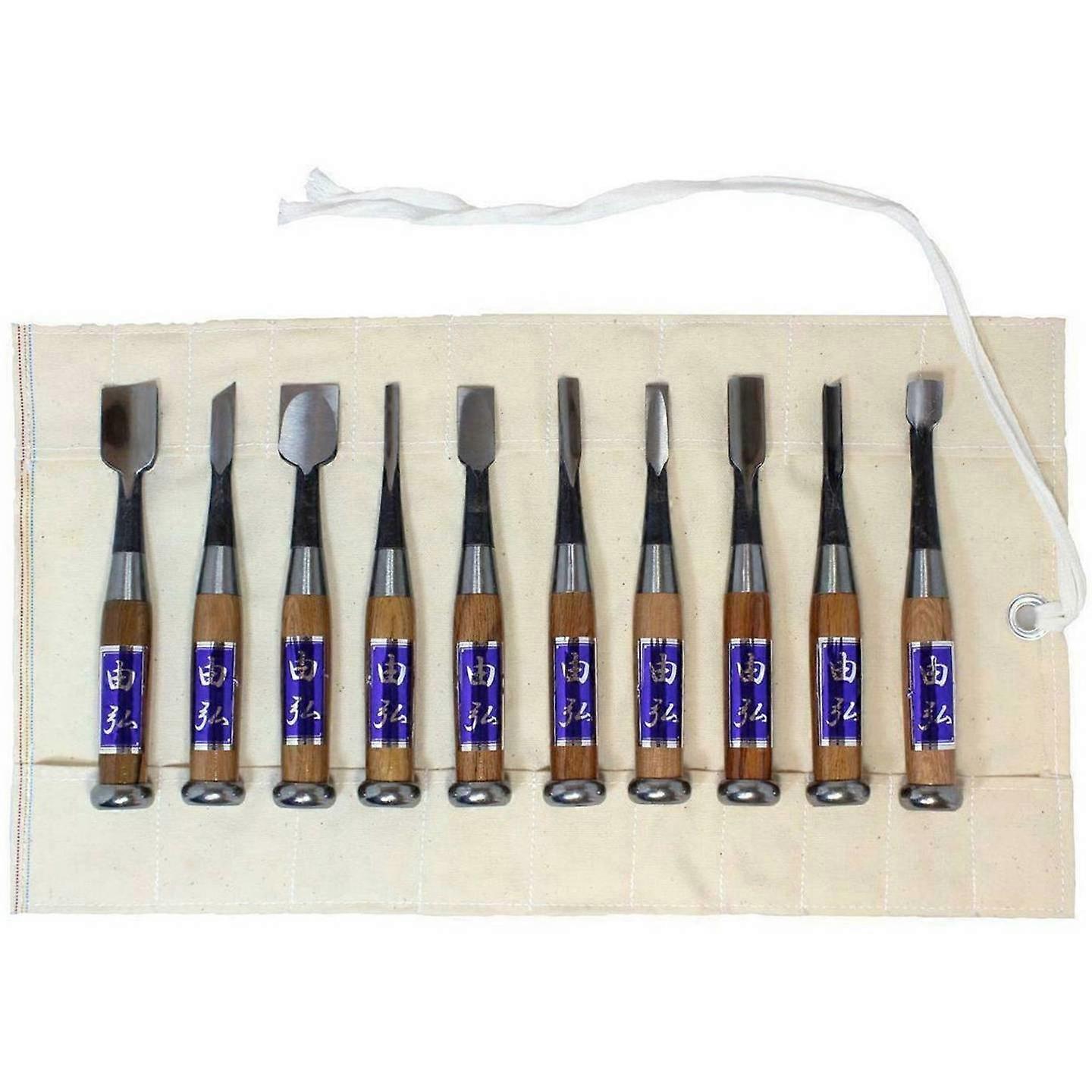 Yoita Wood Carving Tools Set 10pc Woodworking Gouges & Chisels Kit