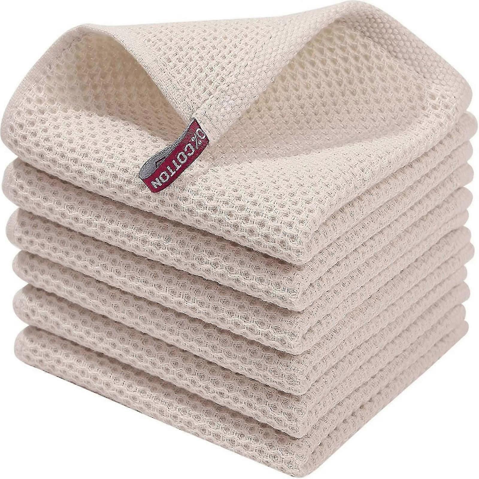 6Pack 100% Cotton Terry Tea Towels Kitchen Dish Clean Hanging Loop