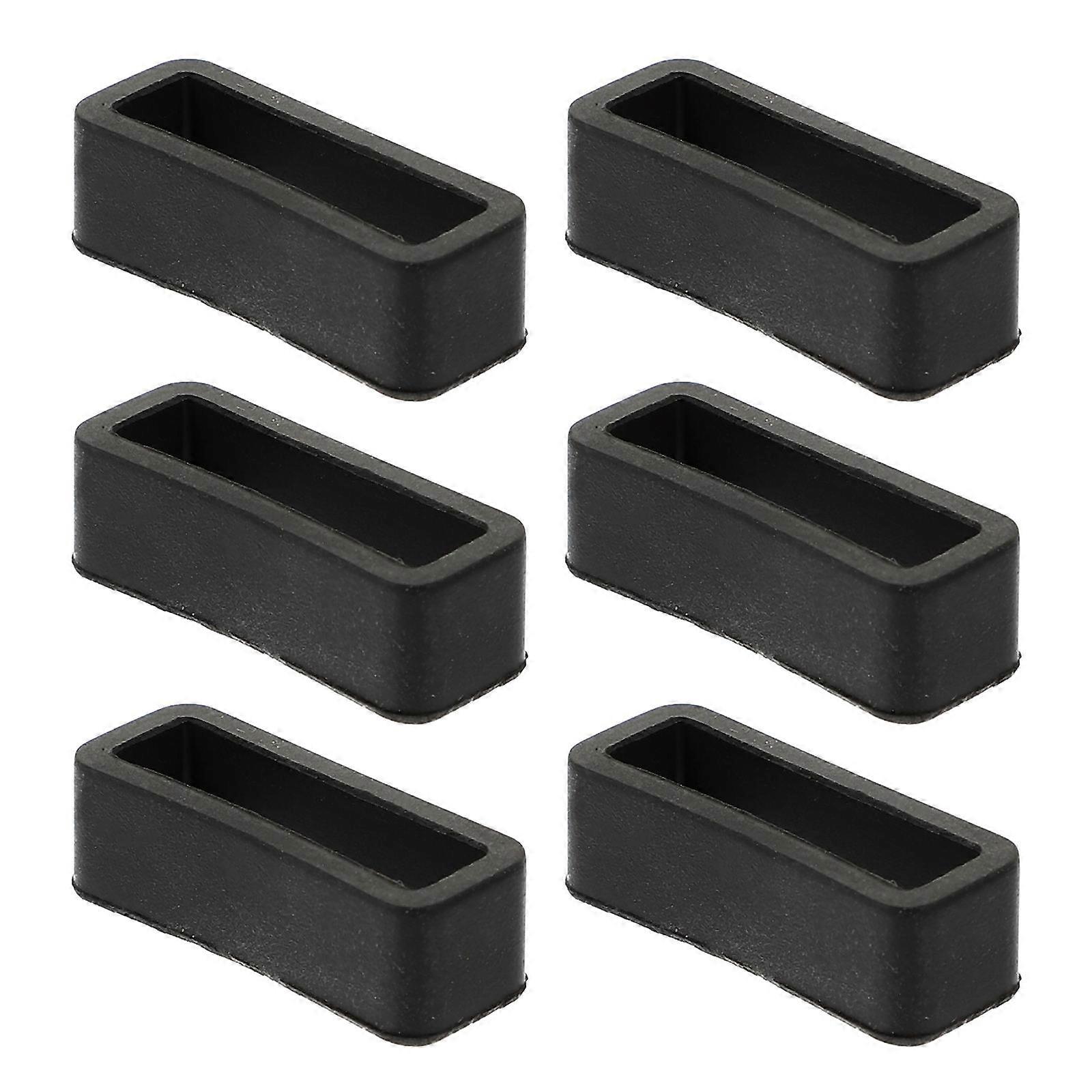 Silicone Black Watch Strap Loop Watchband Loop for Watch 6Pcs Durable Set