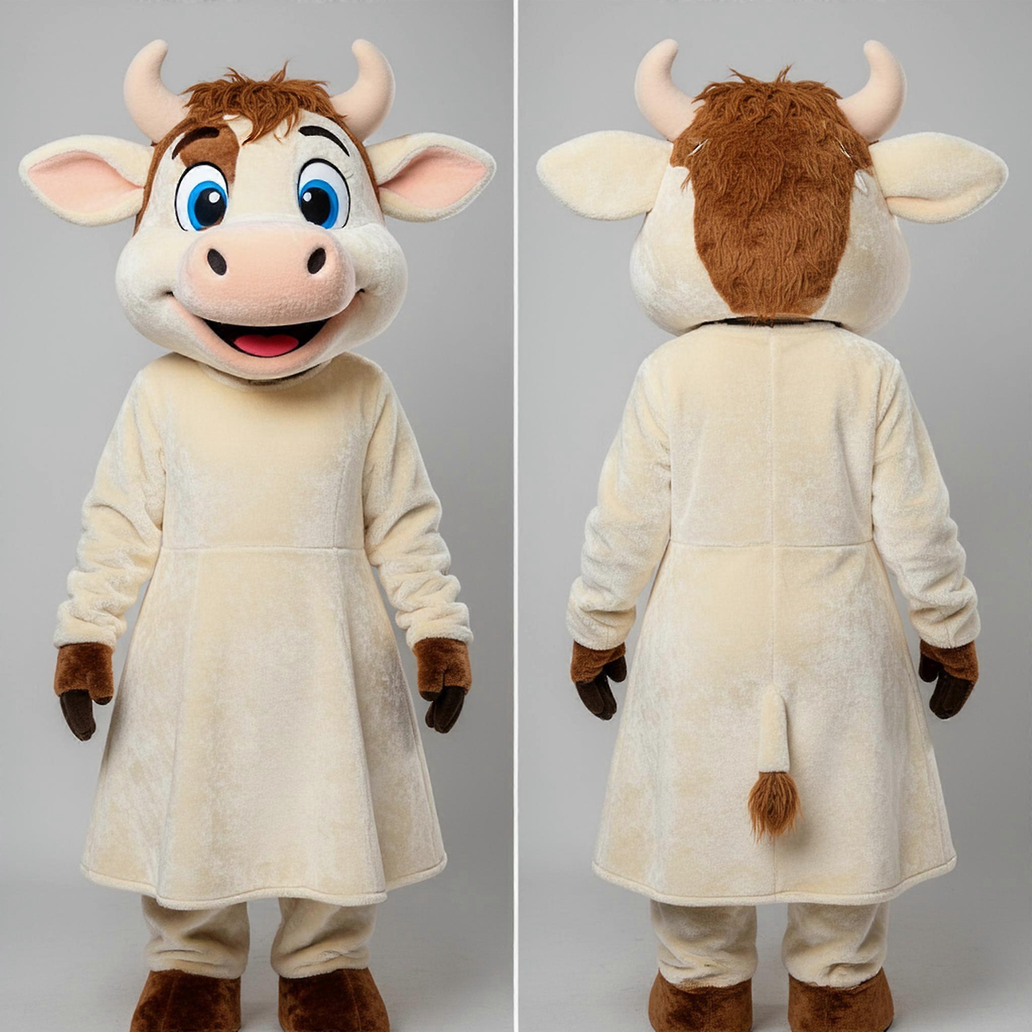 MASTICOT Cream Fluffy Jersey Cow Mascot