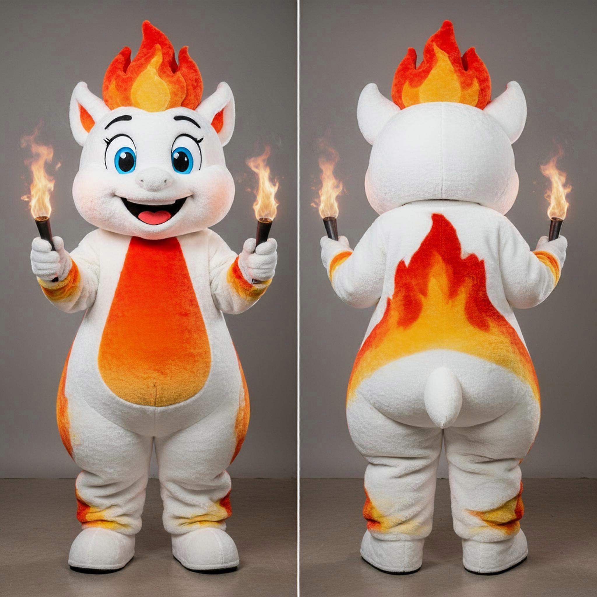 MASTICOT Ivory Velvety Fire Eater Mascot