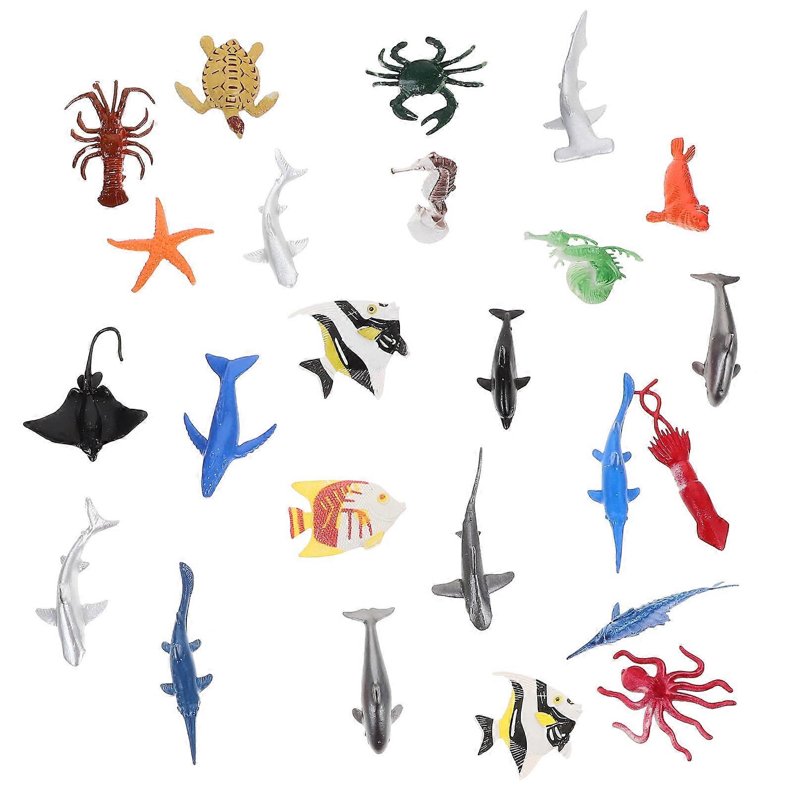 Assorted Color Mini Ocean Creature Model for Decorative Play 24Pcs