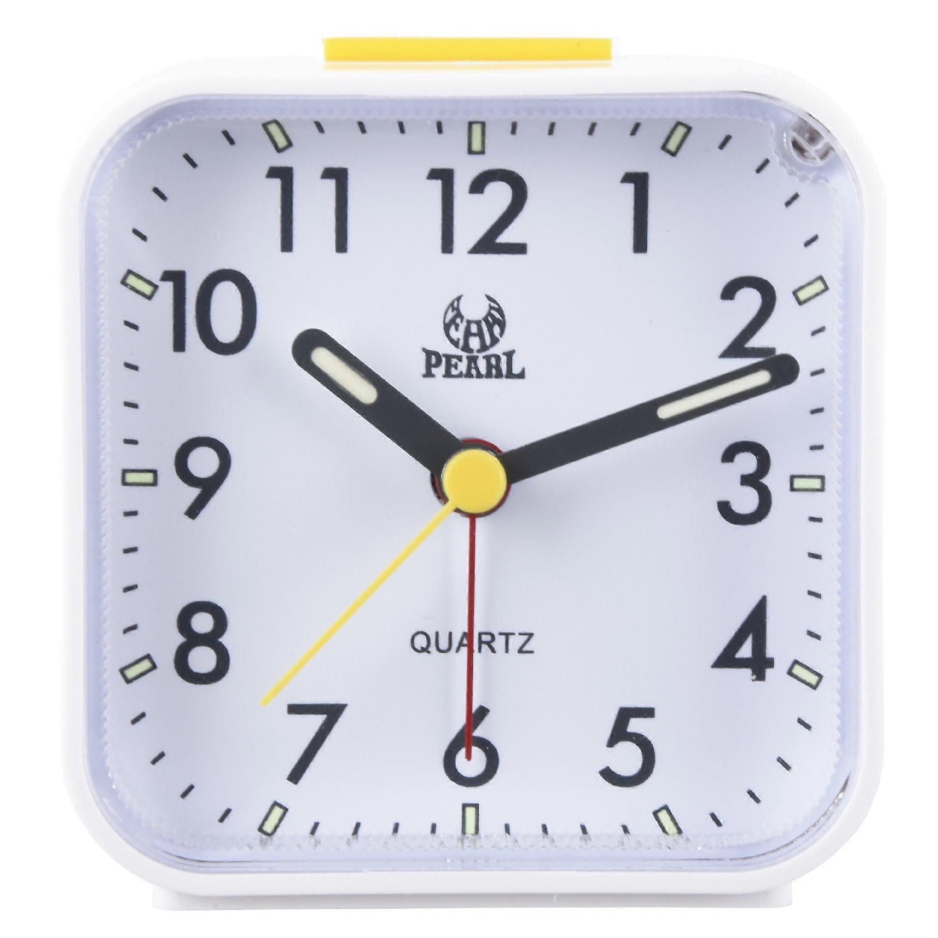 Silent analog alarm clock - white