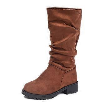 Girls Slouchy Winter Boots, Little Princess Plush-Lined High-Top Shoes, Warm Thickened Wear-Resistant for Kids