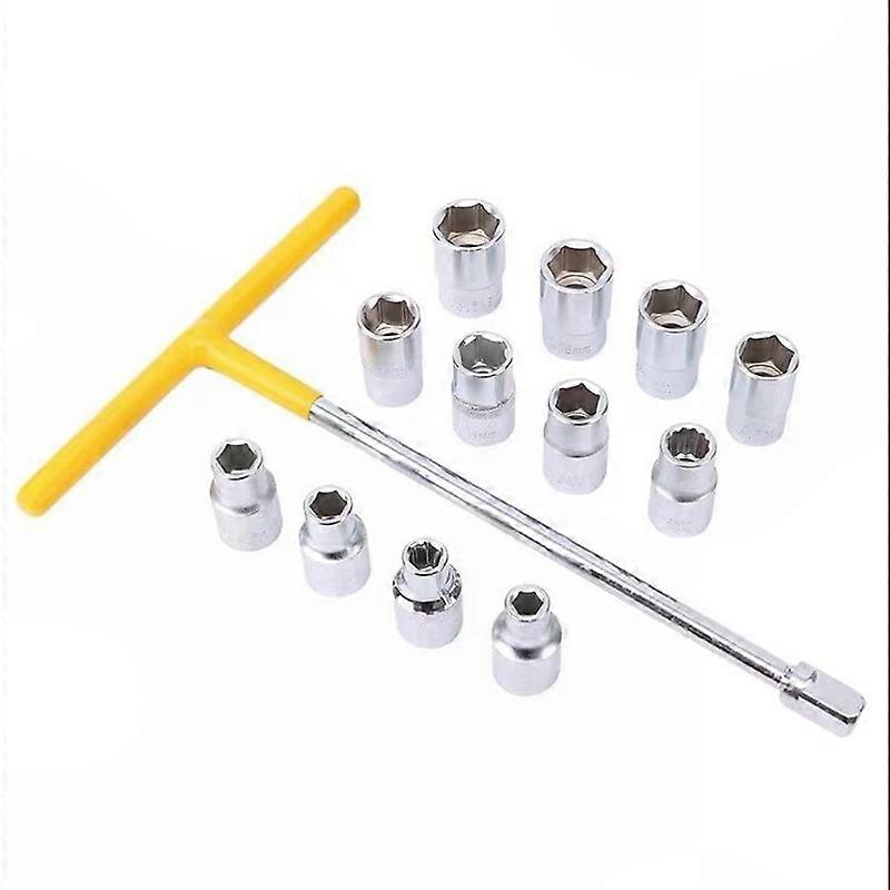 Labor-Saving T-Type Socket Wrench Set with Interchangeable Head and 12-Piece Sockets