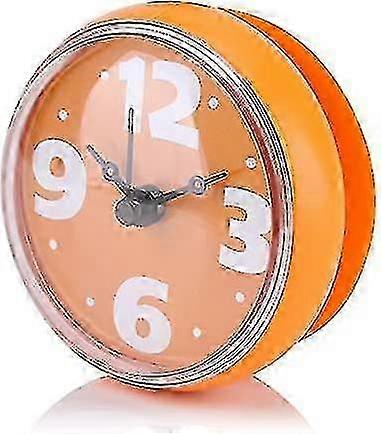 Waterproof Suction Wall Window Mirror Bath Shower Clock Bathroom Accessories(orange)