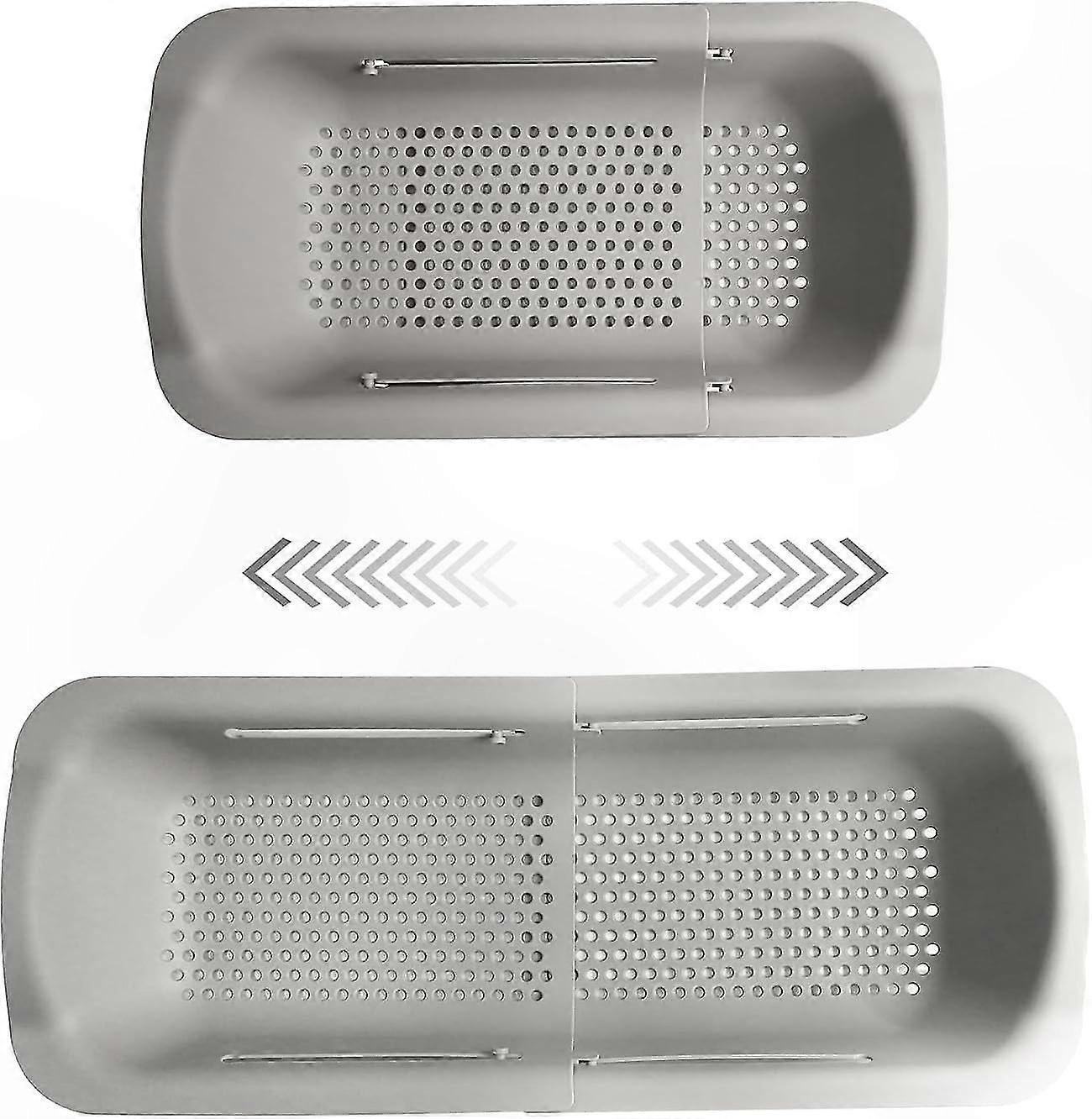 Grey Adjustable Sink Colander for Kitchen Use