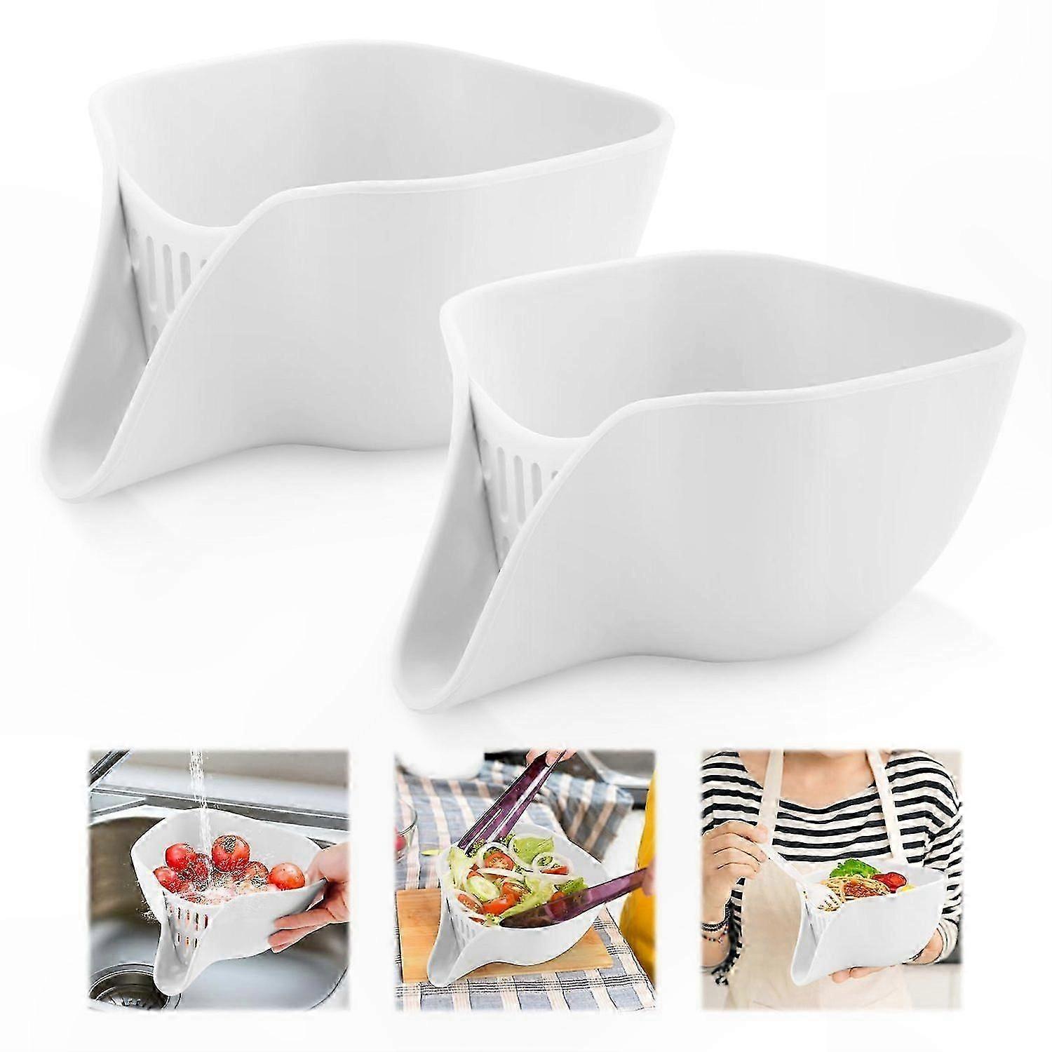 Compact 2-Pack Draining Basket with Pour Spout, Dishwasher Safe