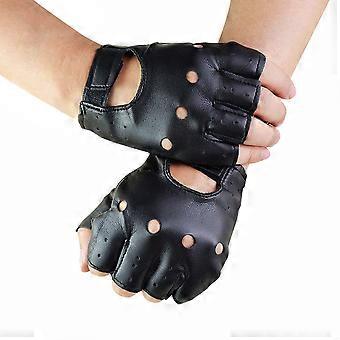 1 Pair Cycling Half Finger Glove PU Leather Unisex Glovs Anti-Slip Fingerless Gloves Breathable Punk For Cycling Fitness