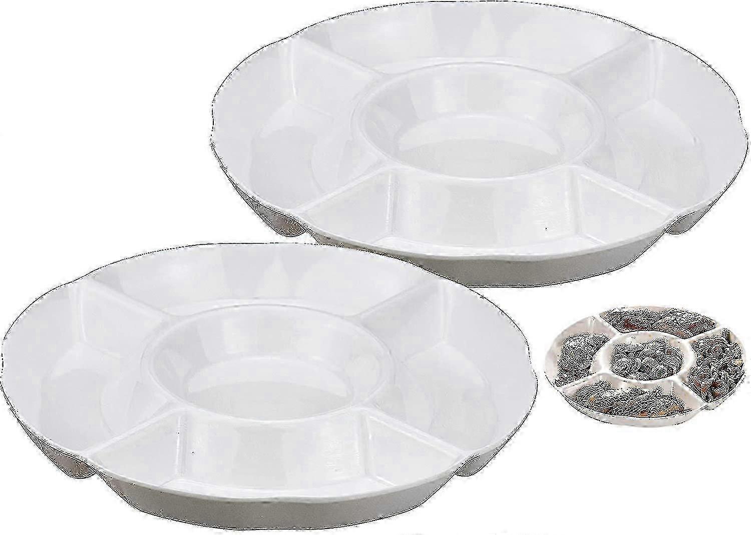 Elegant 2-Pc Round Divided Snack Serving Plates