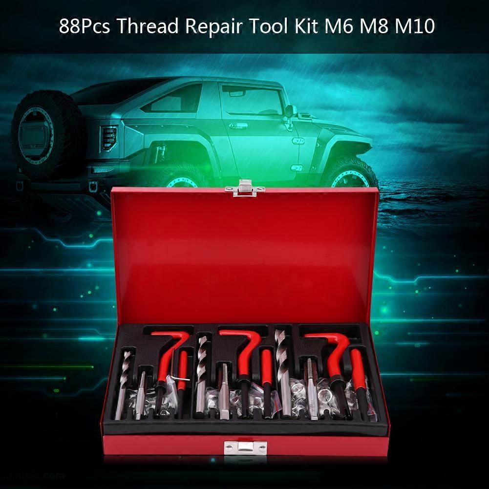 88Pcs Thread Repair Tool Kit M6 M8 M10 Tap Drill Insert Set