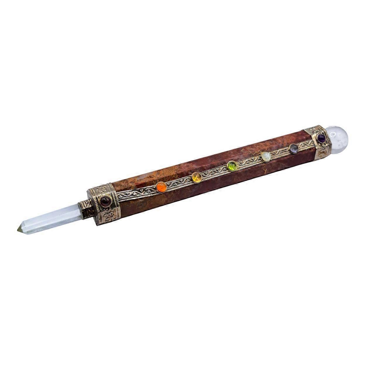 Jasper Seven Chakra Healing Wand with Pouch