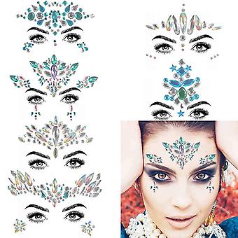 Veeki Halloween Face jewels festival Women Face Gems Glitter 6 Sets Rhinestone Rave Festival Face Jewels,Crystals Face Stickers Eyes  Body Temporary T