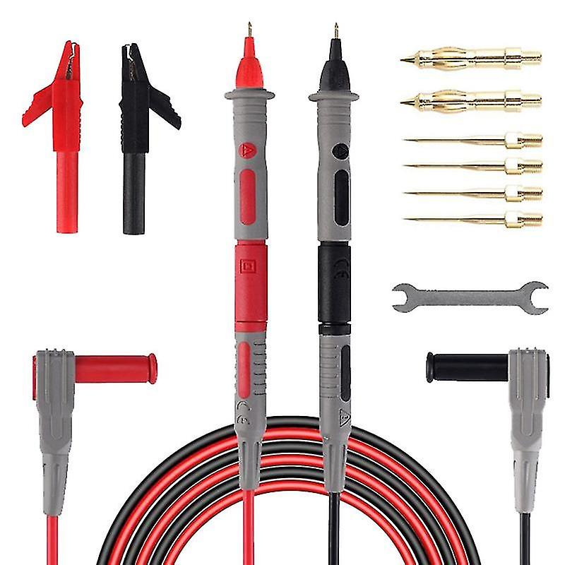 15pcs Meter Extens Cord Probes Set Threaded Interface Replaceable Probe With Crocodiles Probe
