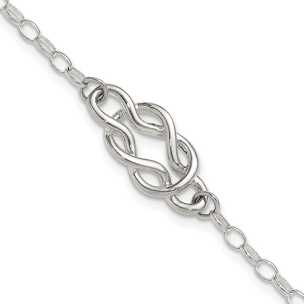 9.8ミリメートル925スターリングシルバーポリッシュファンシーノットリンクブレスレット-リンク-女性用ブレスレット-長さ:7.24〜7.25