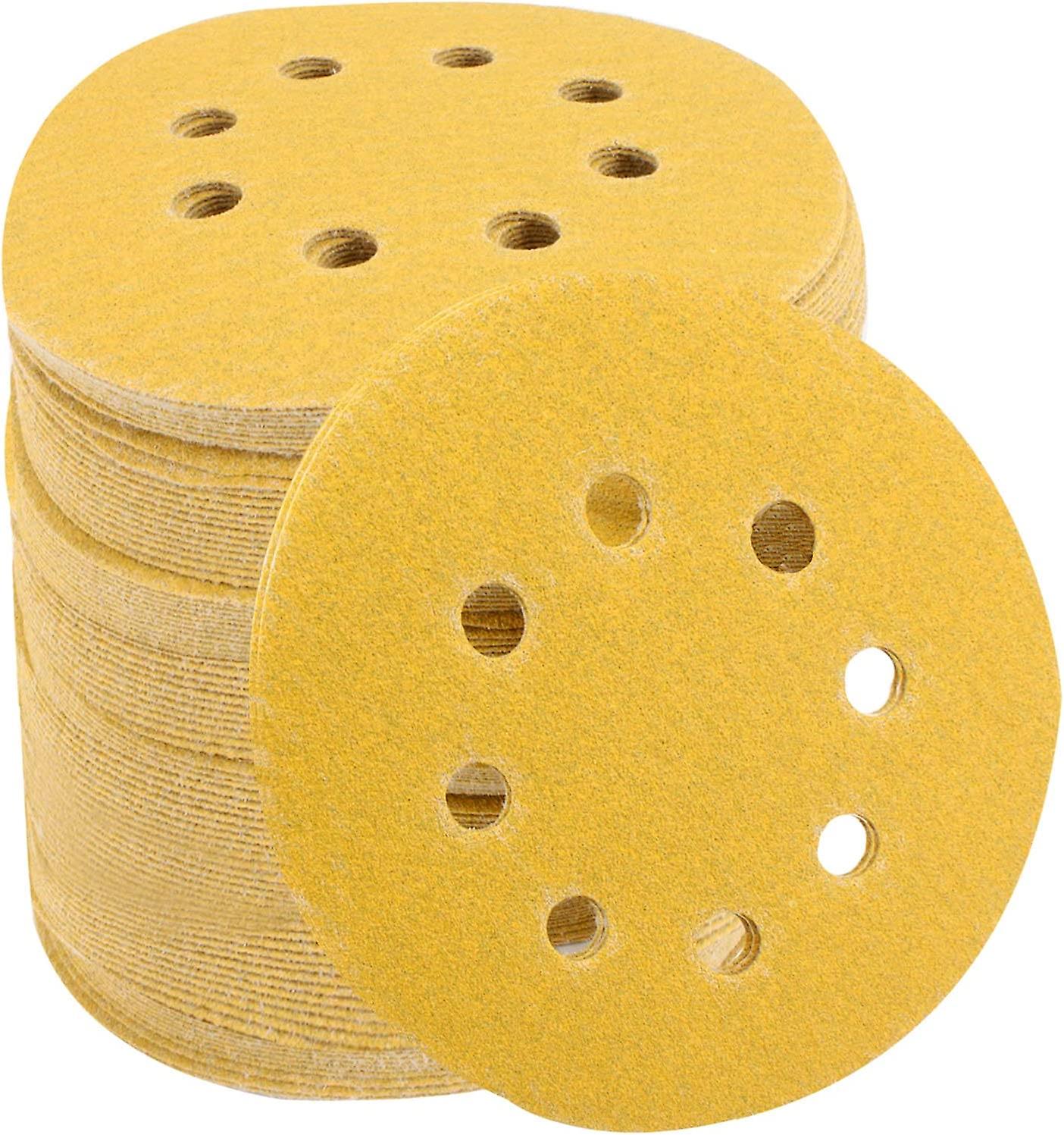 5 Inch Sanding Discs, 120 Grit Sandpaper 8 Hole Hook and Loop Sanding Pads Orbital Sander Sander Paper, 100-Pieces