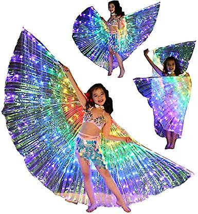 לד ריקוד בטן כנפיים בנות כנפי פרפר צבעוניות עם מקל טלסקופי