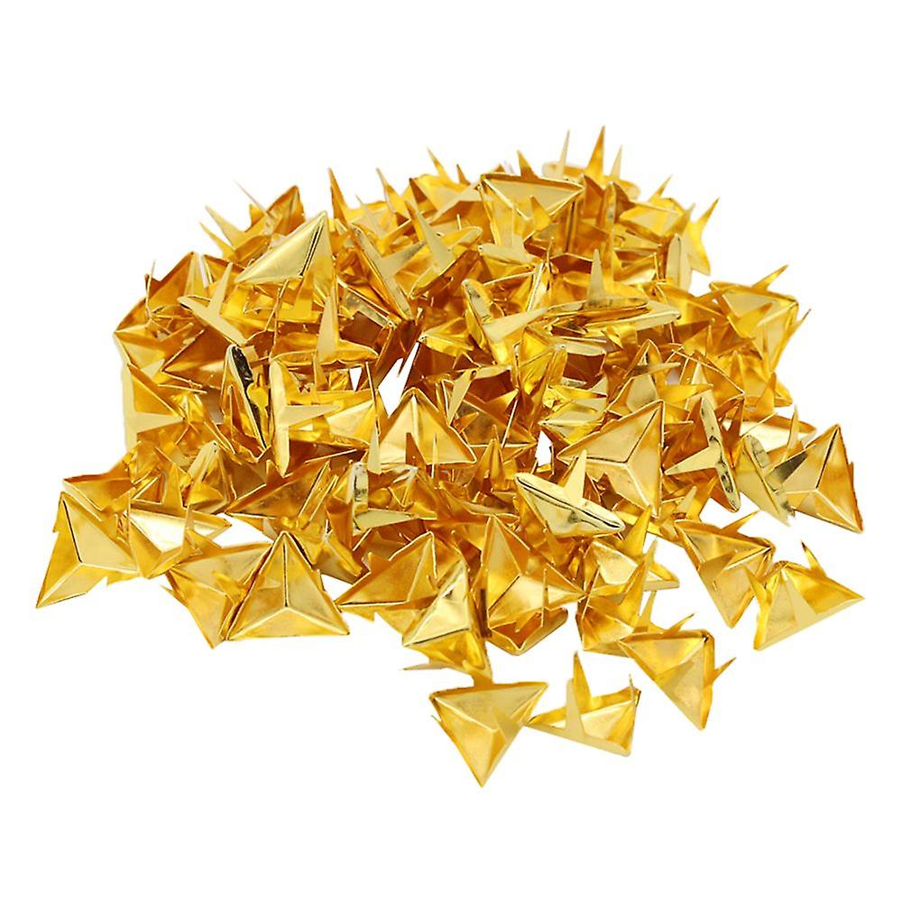 100pcs Metal Triangular Rivet Stud Claw For Leather Bag Belt Decor 16mm Gold