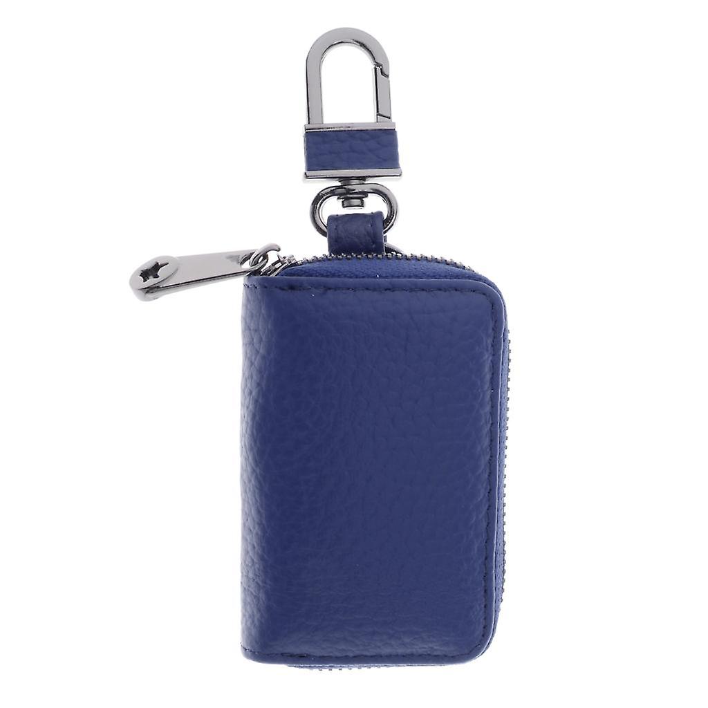 Leather Key Fob Protector with Hooks Car Key Purse Keychain electric blue