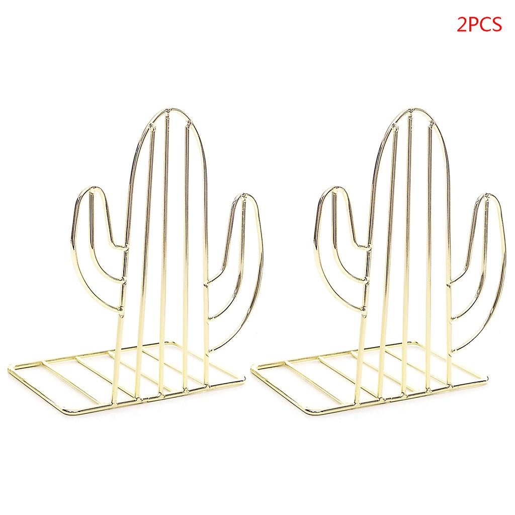 2PCS/Pair for Creative Cactus Shaped Metal Bookends Book Support Stand Desk Orga