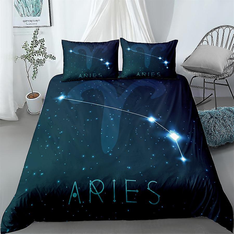 Aries 3d Impresso Constelação 2/3pcs Roupa de cama Conjunto Edredom Capa Colcha Tampa Travesseiro Individual Duplo
