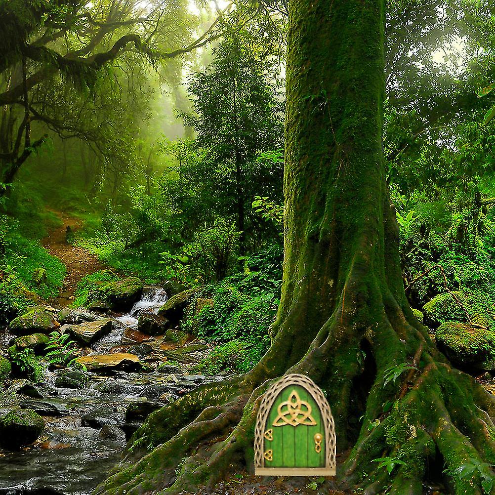 木のための妖精の扉 ミニチュア妖精の庭 屋外装飾アクセサリー 庭の芸術彫刻 子供部屋の壁の木の装飾