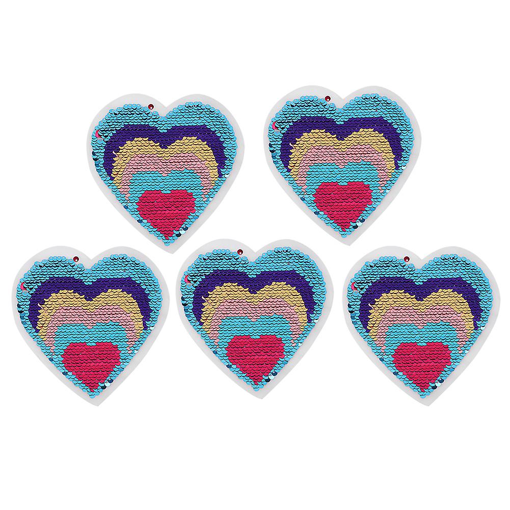 5PCS Embroidered Patch Reversible Change Color Sequins Sewing Cloth Sticker Applique Craft