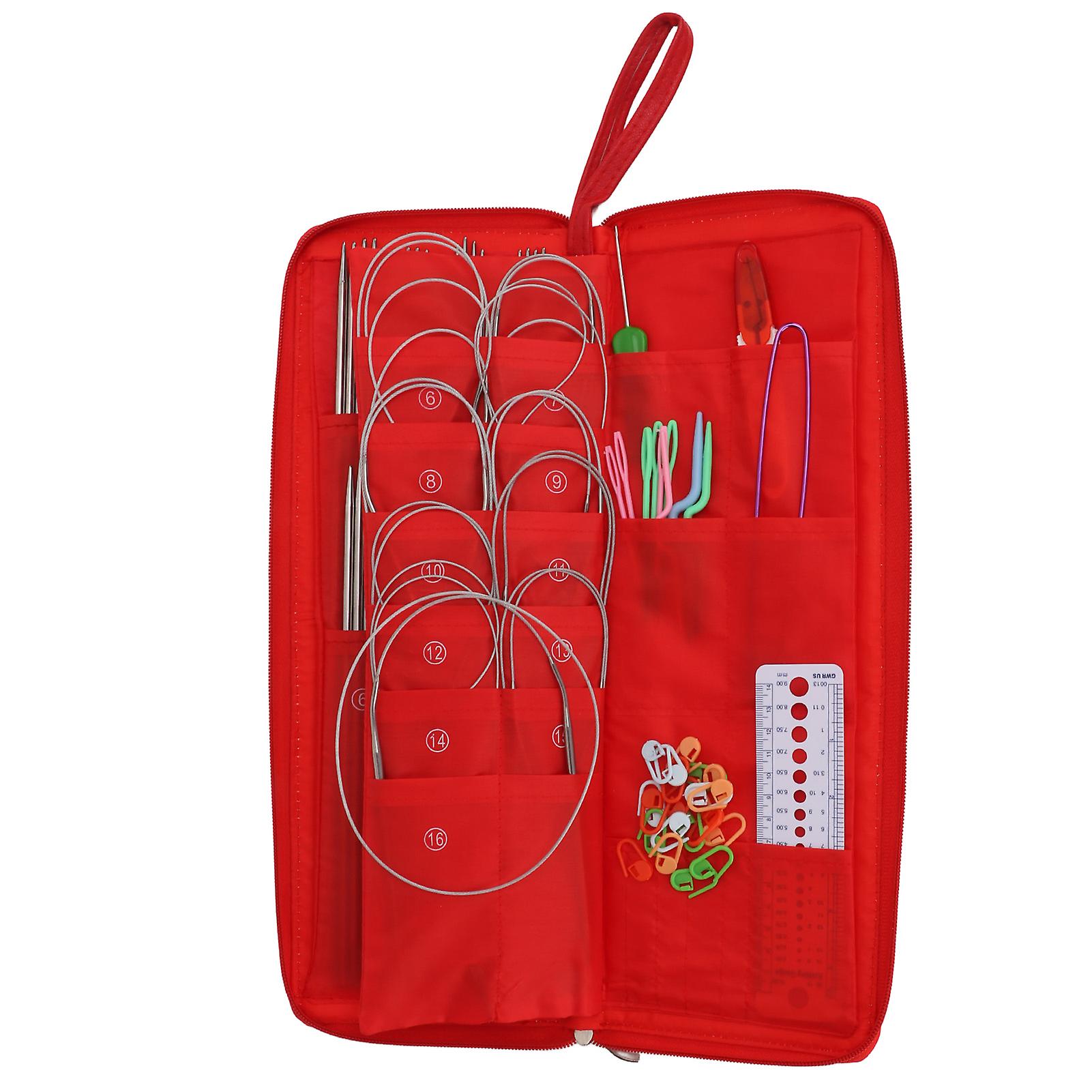 Knitting Needles Set Stainless Steel Glossy Durable Space Saving Portable Wide Application Knitting Needles