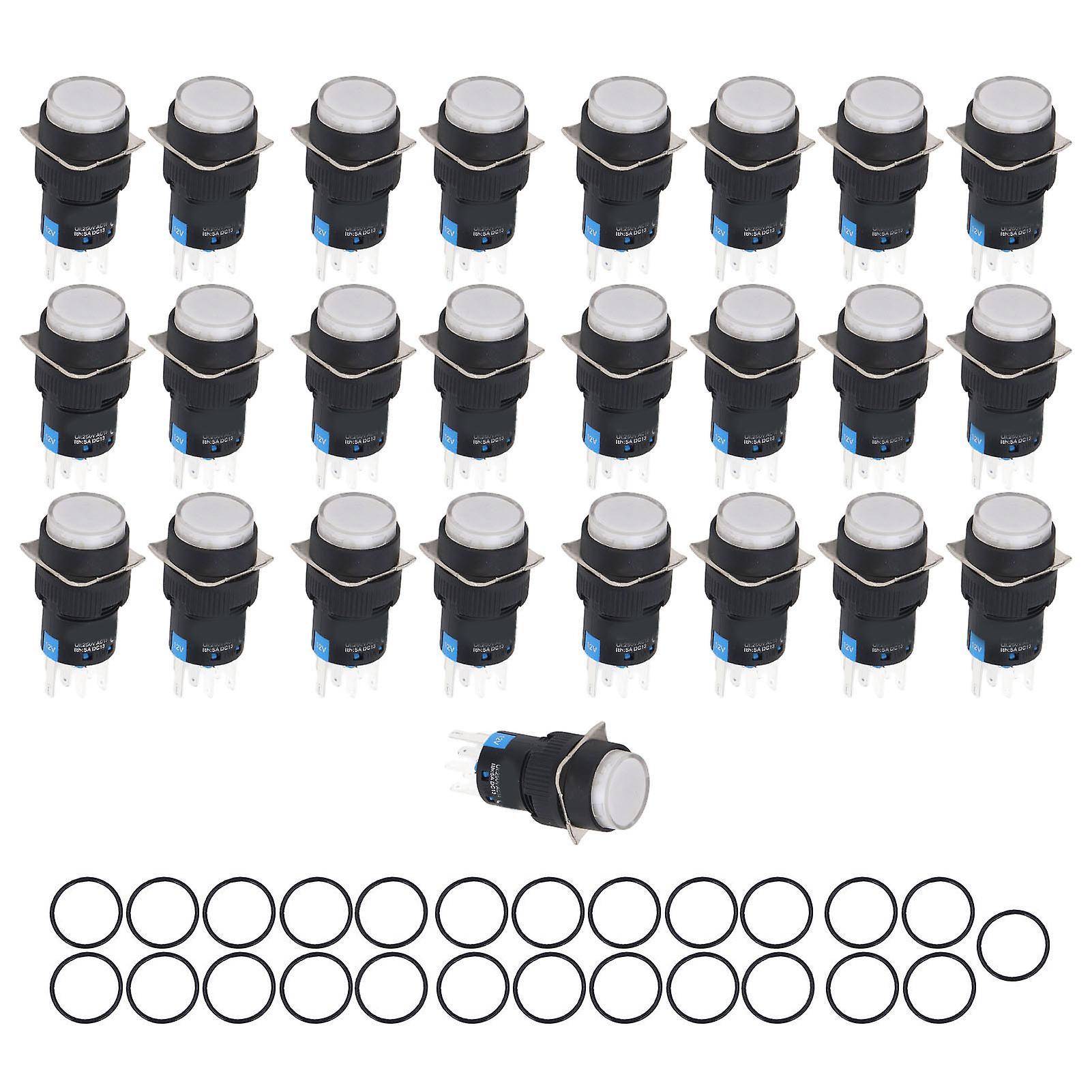 25 Pcs Momentary Push Button Switch Self Reset Small Power Switch Push Button for Home Appliance 12V