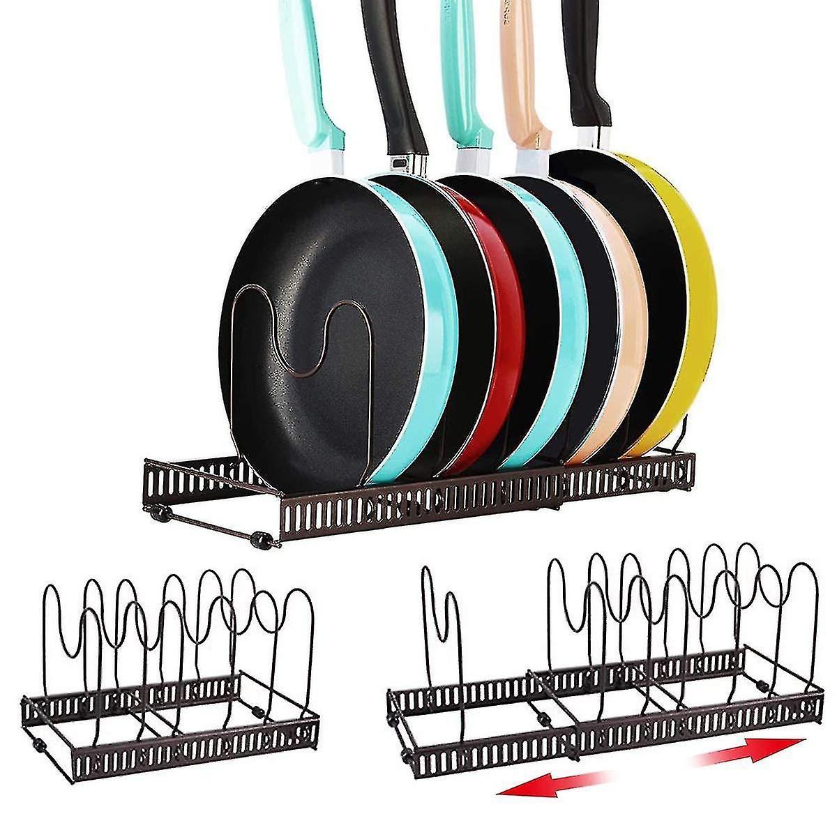 Adjustable Pot And Pan Rack, Bandan Lid Organizer Expandable Metal Pot Stand Versatile Kitchen Stora