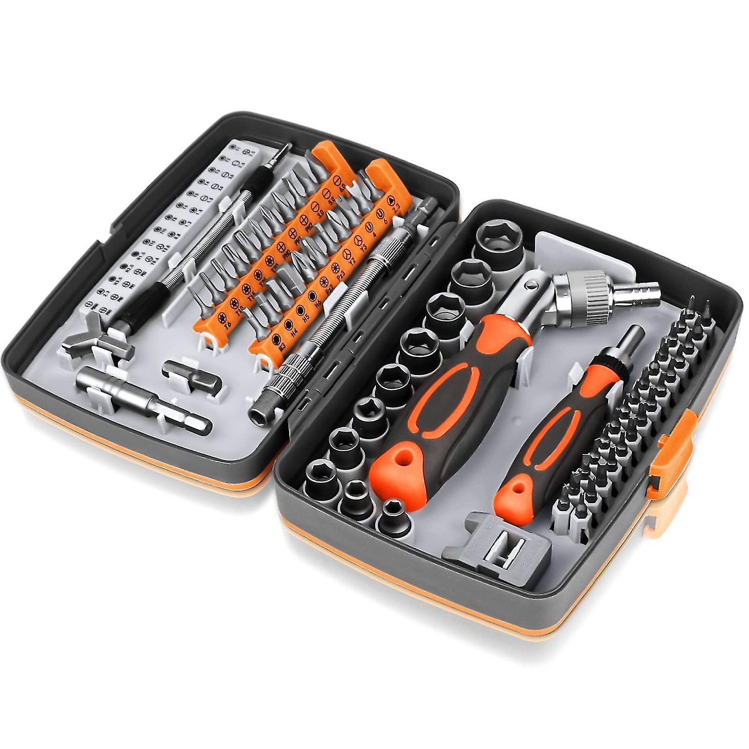 68-in-1 Screwdriver Socket Set with Magnetic Bit Set and Rotating Ratchet Hand