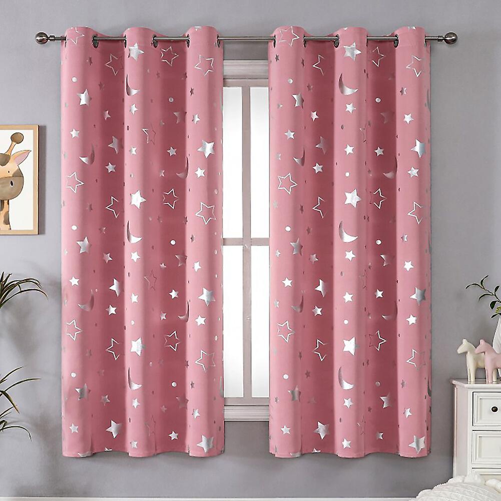 2 Pieces Star Moon Curtain Blackout Curtain Window Curtains Heat Insulation Sunshade Curtains Light Blocking Curtains for Baby Room Living Room and Be