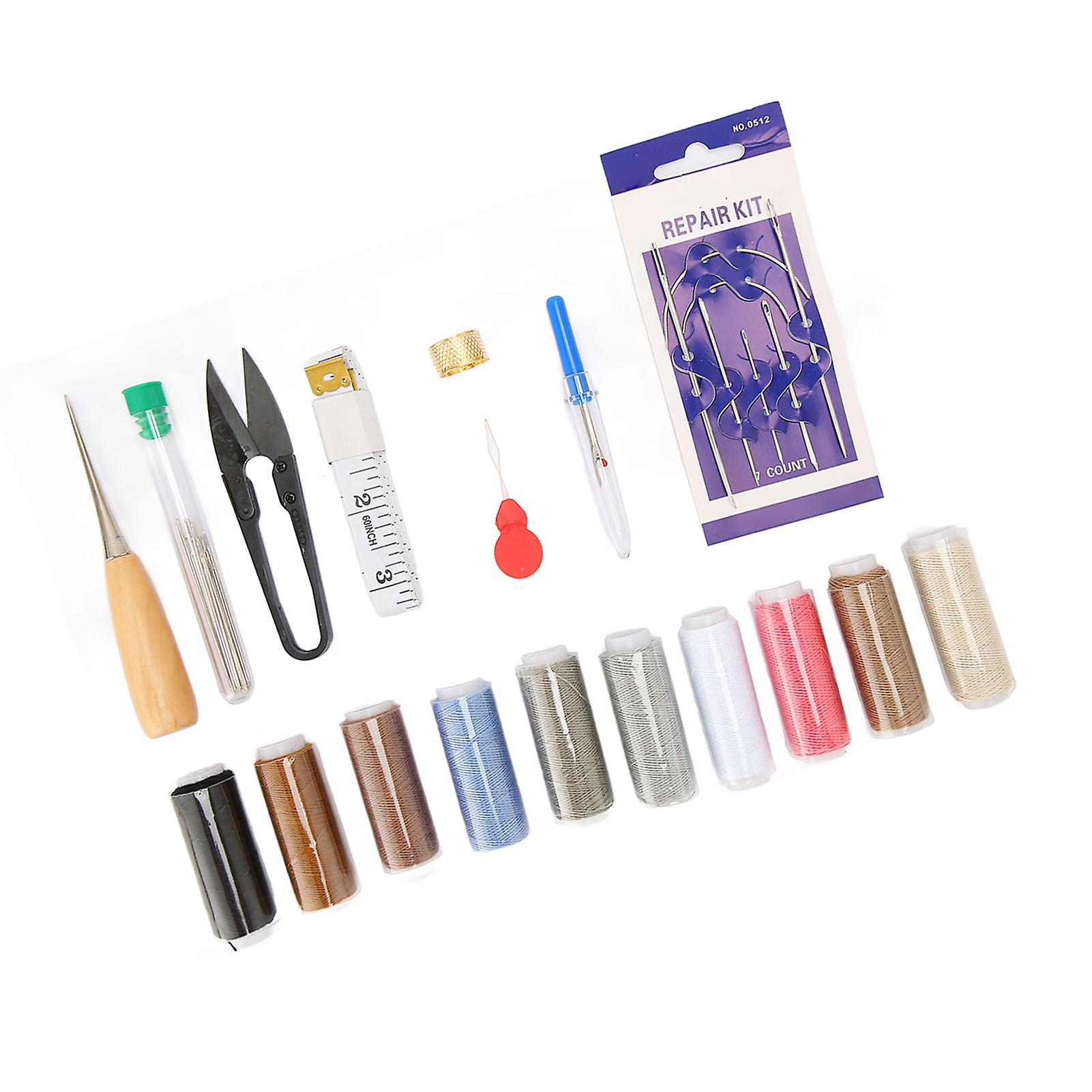 50Pcs Leather Sewing Kit with Waxed Thread & Stainless Needles