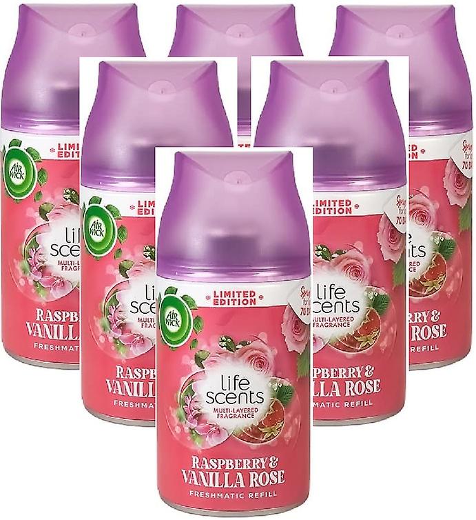 6 x Air Wick Freshmatic Max Automatic Spray Refill 250ml - Raspberry & Vanilla Rose