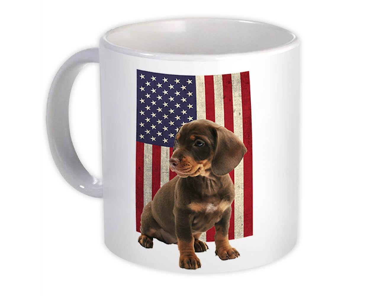 Gift Mug: Dachshund USA Flag Dog