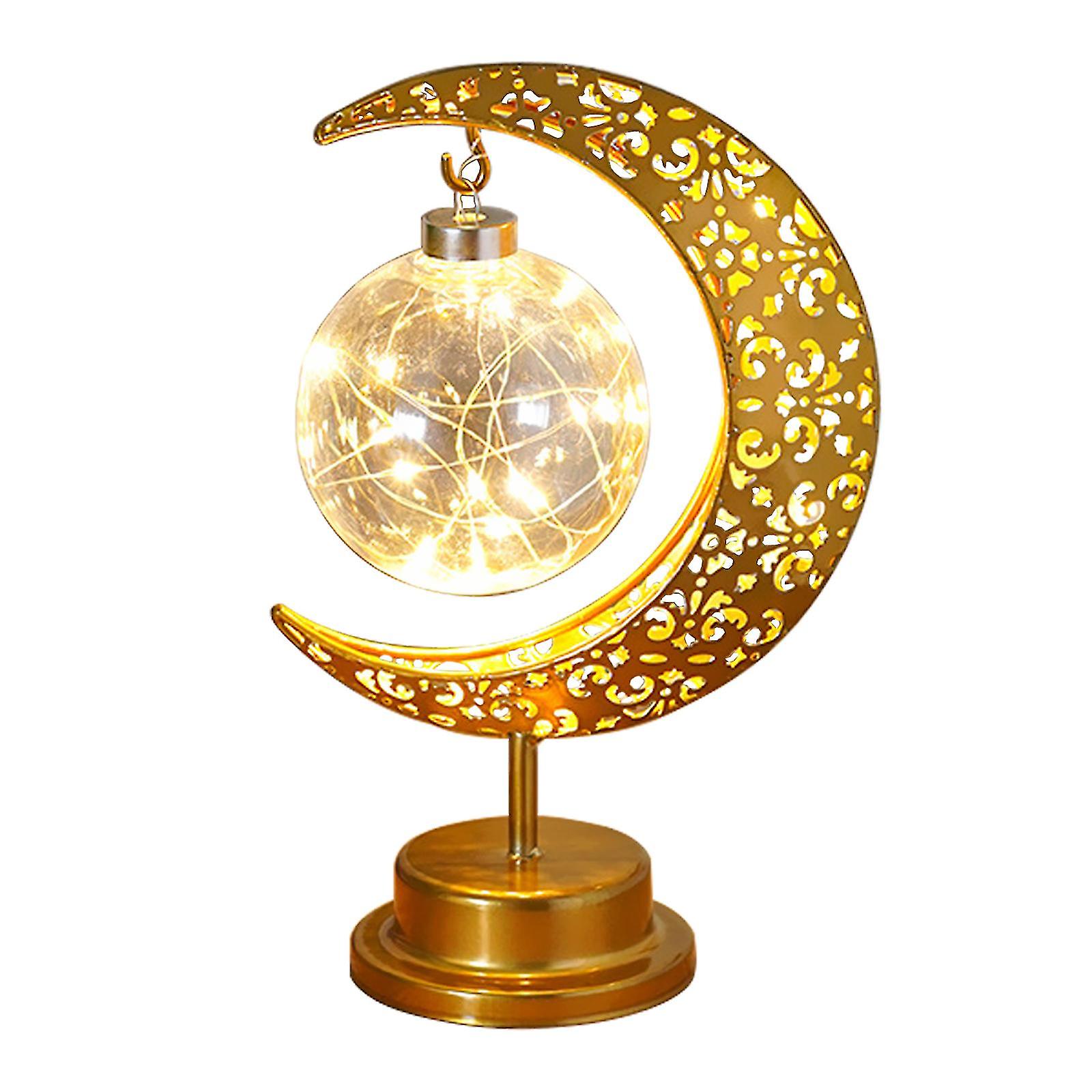 Muslim Moon Atmosphere Lamp Cordless Romantisk dekoration - Ramadan lanterner til bord midt jern