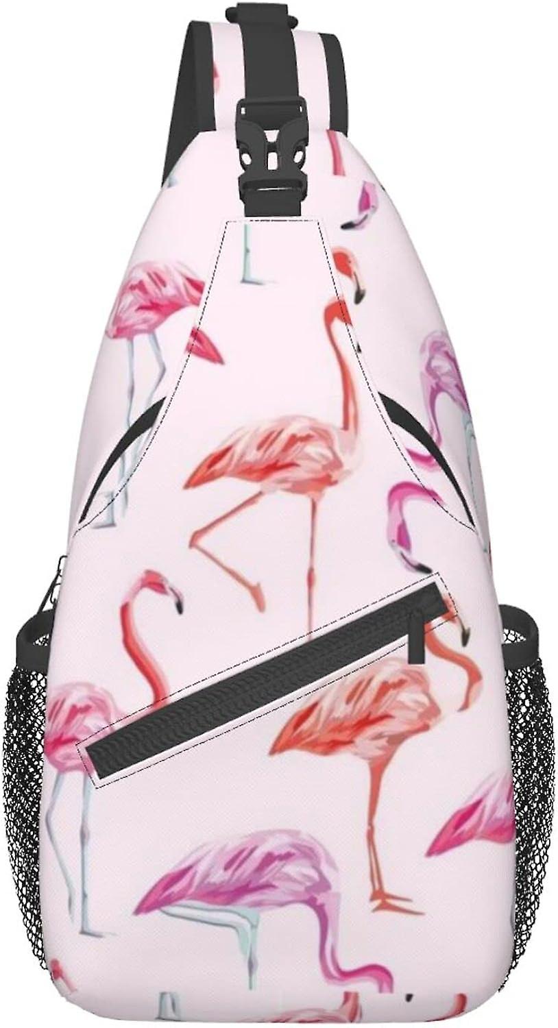 AF00719 Målning Flamingo Crossbody Axelväska Resesele Ryggsäck Bröstväska för vandring Axel Daypack