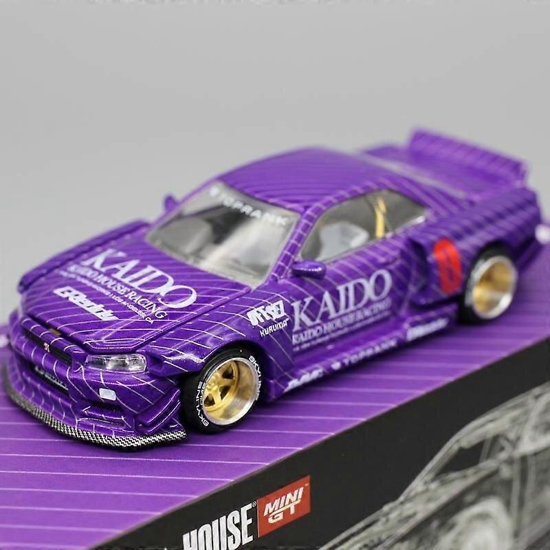 Mini GT 1:64 oda spor araba Kaido House modeli Skyline R34 Nissan