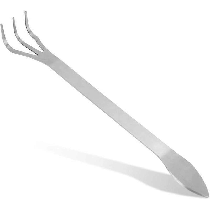 Claw Rake, 3 Fork Stainless Steel Hand Cultivator, Manual Rake Cutter, with Ergonomic Handle, for Swimming and Loosening Soil (Double Rake)24cm
