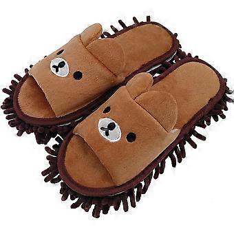 Bear Super Chenille Microfiber Washable Mop Slippers Shoes for Women, Floor Dust Dirt Hair Cleaner, 10 1/4 Inches Size:9.5-10