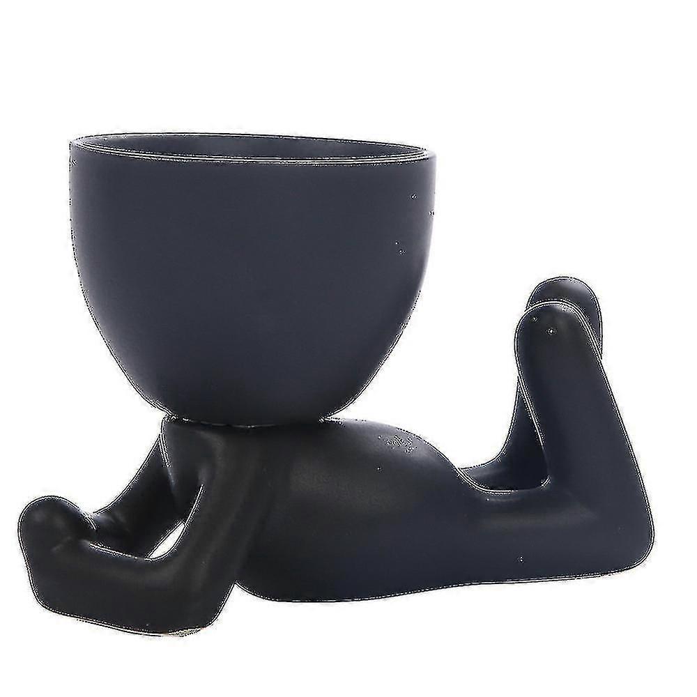 Mini-family Flowerpot Human Being Shape Ceramic Desktop Planter Container For Succulents