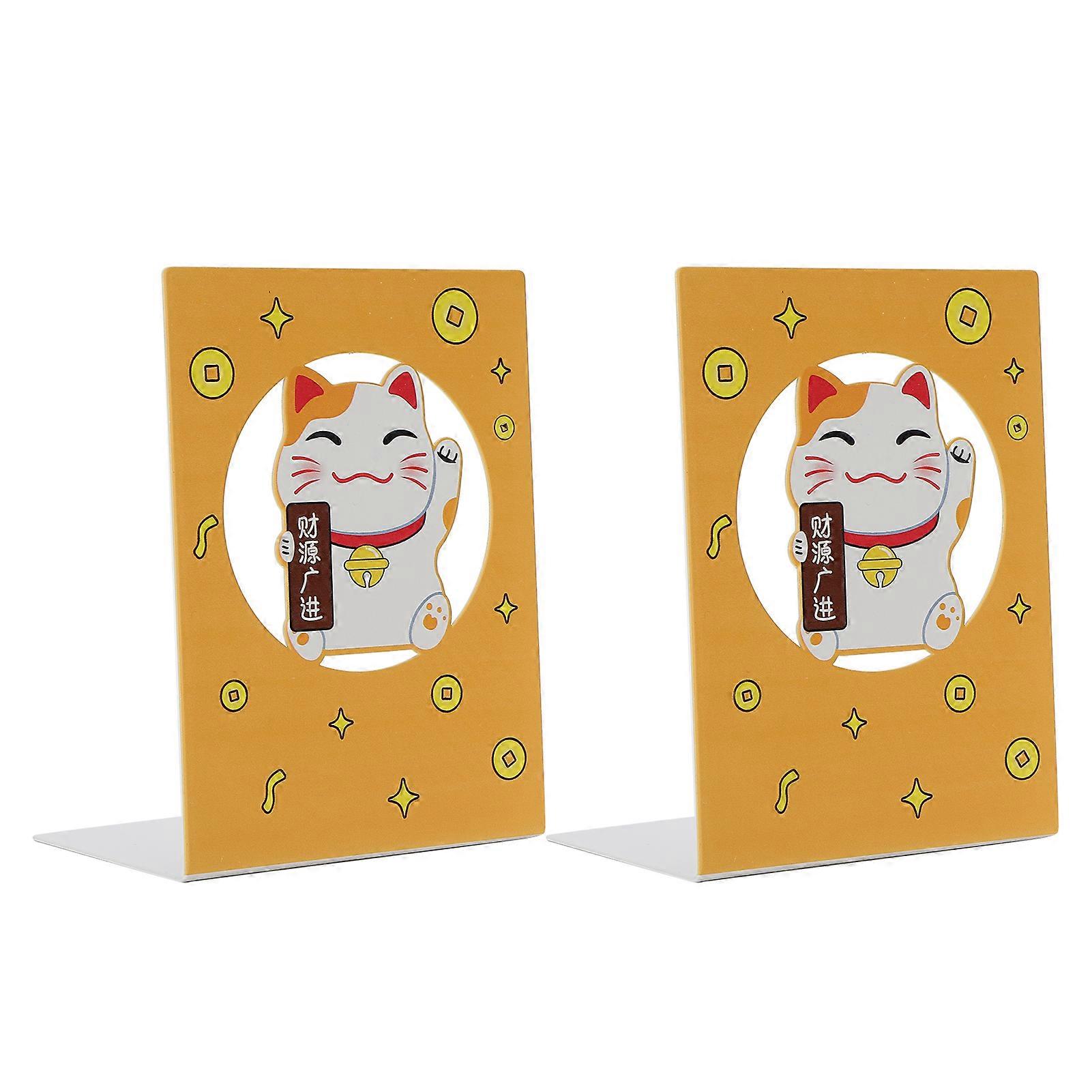 2 piezas de sujetalibros de metal tapón de libro de escritorio estable estantes de soporte para oficina en casaCat