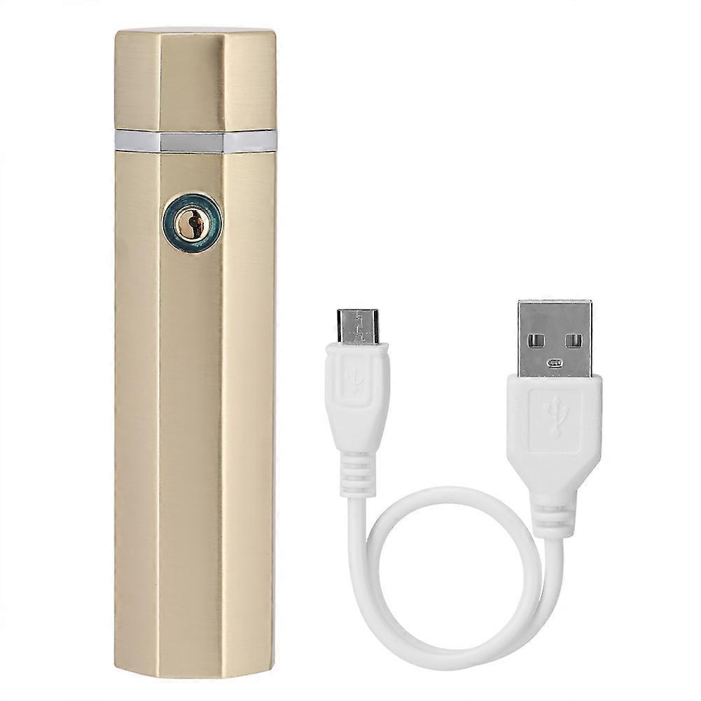 Windproof Lighter USB Rechargeable Flame-less Electronic Pulse  Cigarette Lighter(Gold Brushed)