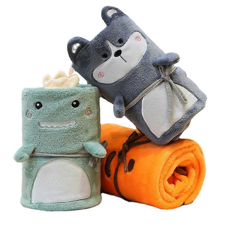 Cartoon Flannel Roll Carpet Cover Blanket Coral Fleece Blanket Pet Blanket Nap Air Conditioning Blanket