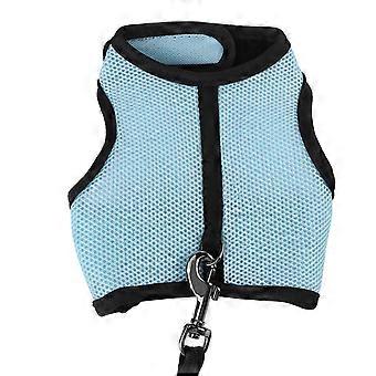 Small Animal Harness Set for Hamsters and Rabbits with Lead Leash Light Blue M